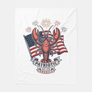 Patriotisches Hummer-Flagge Vintage-Stich T-Shirt_ Fleecedecke