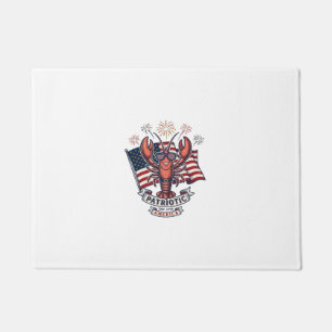 Patriotisches Hummer-Flagge Vintage-Stich T-Shirt_ Fußmatte