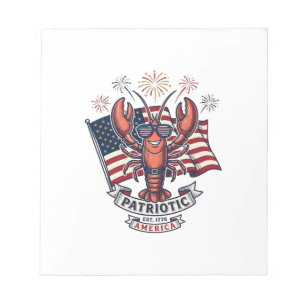 Patriotisches Hummer-Flagge Vintage-Stich T-Shirt_ Notizblock