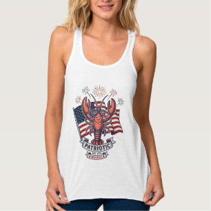 Patriotisches Hummer-Flagge Vintage-Stich T-Shirt_ Tank Top