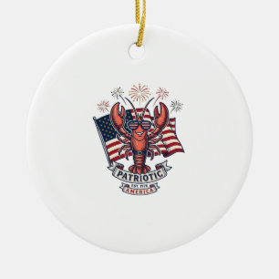 Patriotisches Hummerflagge Vintage-Stich T-Shirt_1 Keramik Ornament