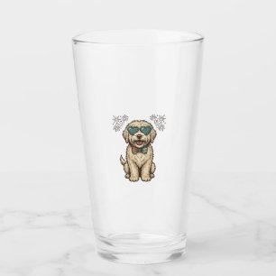 Patriotisches Hund-Feuerwerk Vintage-Shirt-Design Glas