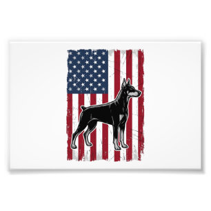 Patriotisches Hund Flagge Vintage Vektor-Shirt Des Fotodruck
