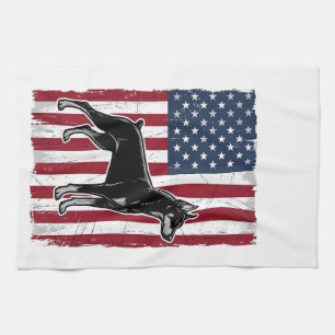 Patriotisches Hund Flagge Vintage Vektor Shirt Des Geschirrtuch