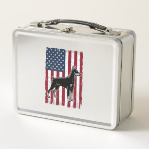 Patriotisches Hund Flagge Vintage Vektor-Shirt Des Metall Brotdose