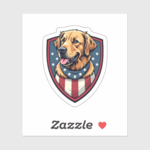Patriotisches Hund-Vater Golden Retriever Gravur S Aufkleber