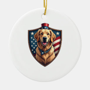 Patriotisches Hund-Vater Golden Retriever Gravur S Keramik Ornament