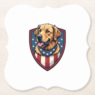 Patriotisches Hund-Vater Golden Retriever Gravur S Untersetzer