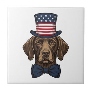 Patriotisches Hund Vintage Gravur Shirt Design_1 Fliese