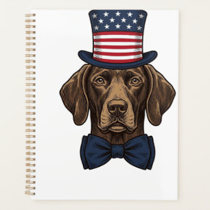 Patriotisches Hund Vintage-Gravur-Shirt-Design_1 Planer