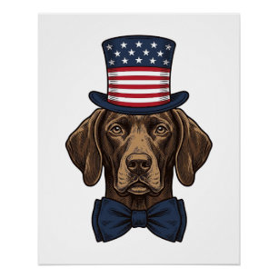 Patriotisches Hund Vintage Gravur Shirt Design_1 Poster