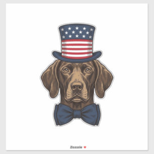 Patriotisches Hund Vintage-Stich-Shirt-Design_1 Aufkleber