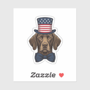 Patriotisches Hund Vintage-Stich-Shirt-Design_1 Aufkleber