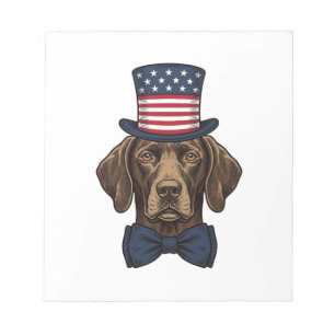 Patriotisches Hund Vintage-Stich-Shirt-Design_1 Notizblock