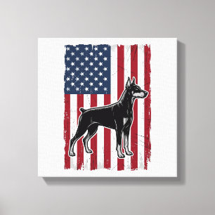 Patriotisches Hunde-Flagge Vintage-Vector-Shirt-De Leinwanddruck