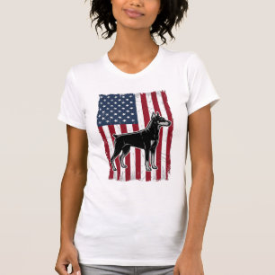 Patriotisches Hunde-Flagge Vintage-Vector-Shirt-De T-Shirt