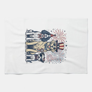 Patriotisches Hunde-Trio Vintage-Stich-Shirt-Desig Geschirrtuch