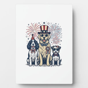 Patriotisches Hunde-Trio Vintage-Stickerei-Shirt-D Fotoplatte