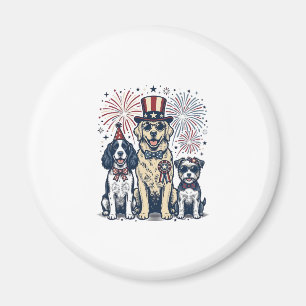 Patriotisches Hunde-Trio Vintage-Stickerei-Shirt-D Magnet