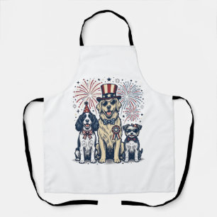 Patriotisches Hunde-Trio Vintage-Stickerei-Shirt-D Schürze