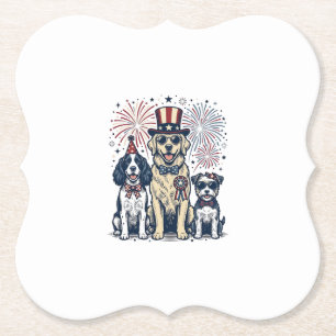 Patriotisches Hunde-Trio Vintage-Stickerei-Shirt-D Untersetzer