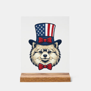 Patriotisches Hundekopf-Vintage-Stichvektordesign Acrylschild