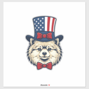 Patriotisches Hundekopf-Vintage-Stichvektordesign Aufkleber