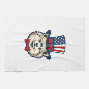 Patriotisches Hundekopf-Vintage-Stichvektordesign Geschirrtuch