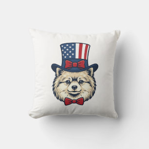 Patriotisches Hundekopf-Vintage-Stichvektordesign Kissen