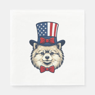 Patriotisches Hundekopf-Vintage-Stichvektordesign Serviette