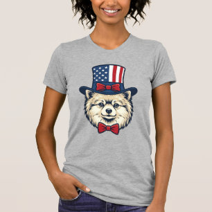 Patriotisches Hundekopf-Vintage-Stichvektordesign T-Shirt
