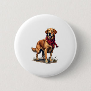 Patriotisches Jagd Golden Retriever Vintage T-Shir Button
