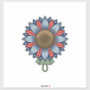 Patriotisches Jeans-Sonnenblumen-Ornament Vintage Aufkleber