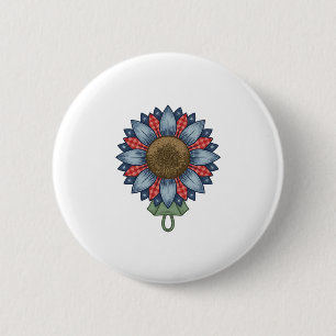Patriotisches Jeans-Sonnenblumen-Ornament Vintage Button