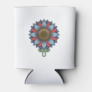 Patriotisches Jeans-Sonnenblumen-Ornament Vintage Dosenkühler