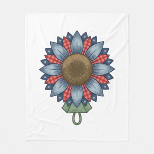 Patriotisches Jeans-Sonnenblumen-Ornament Vintage Fleecedecke
