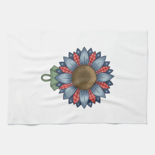 Patriotisches Jeans-Sonnenblumen-Ornament Vintage Geschirrtuch