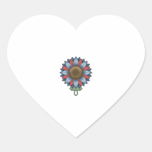 Patriotisches Jeans-Sonnenblumen-Ornament Vintage Herz-Aufkleber