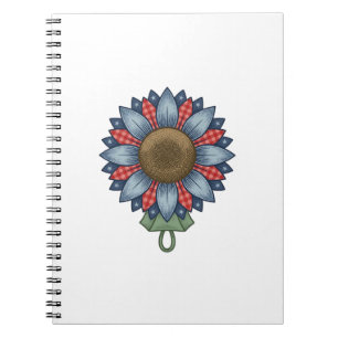 Patriotisches Jeans-Sonnenblumen-Ornament Vintage Notizblock