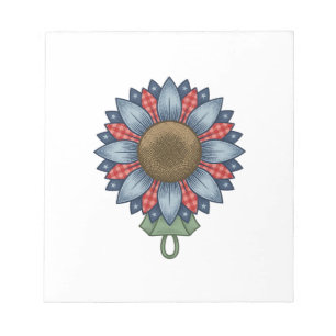 Patriotisches Jeans-Sonnenblumen-Ornament Vintage Notizblock