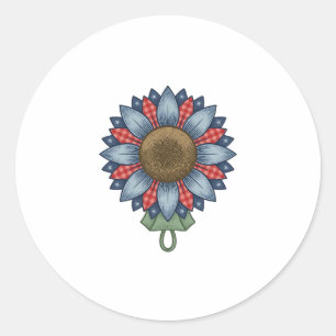 Patriotisches Jeans-Sonnenblumen-Ornament Vintage Runder Aufkleber