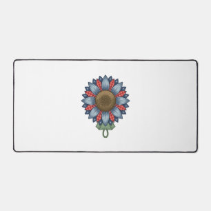 Patriotisches Jeans-Sonnenblumen-Ornament Vintage Schreibtischunterlage