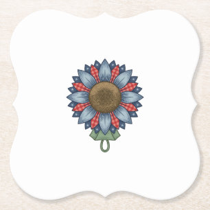 Patriotisches Jeans-Sonnenblumen-Ornament Vintage Untersetzer