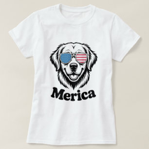 "Patriotisches Jungtier in Schatten - 4. Juli Hund T-Shirt