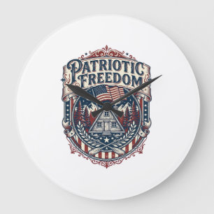 Patriotisches Kabinen-Wochenende-Vektorgrafik-T-Sh Große Wanduhr