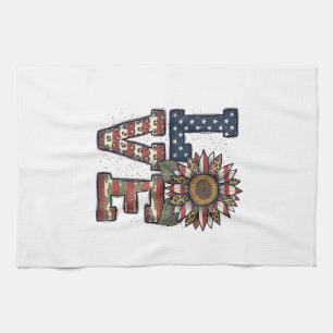 Patriotisches Kaktus-Vintage-Stickerei-Shirt-Desig Geschirrtuch