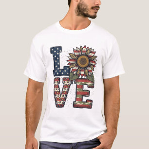 Patriotisches Kaktus Vintage-Stickerei-Shirt-Desig T-Shirt