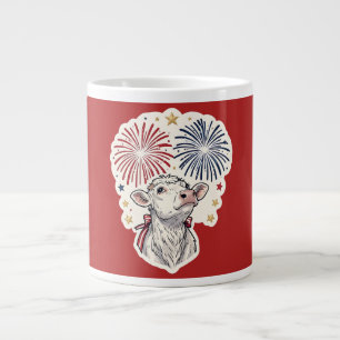 Patriotisches Kälbchen Feuerwerk & Sterne Jumbo-Tasse