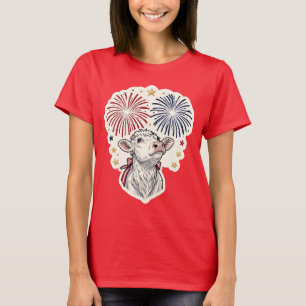 Patriotisches Kälbchen Feuerwerk & Sterne T-Shirt