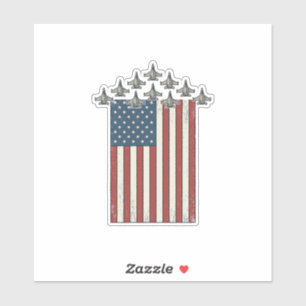 Patriotisches Kampfflugzeug Flagge Vintage Gravur Aufkleber
